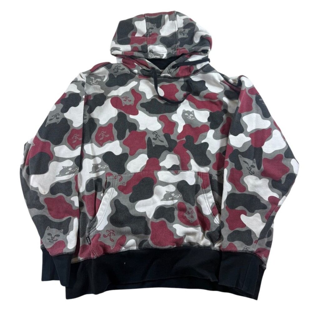 RipNDip Red, Black And White Cat Lover Hoodie Size M